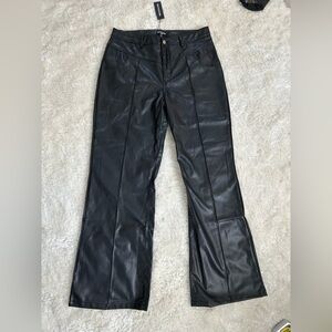 PLT Black Leather Women Jeans